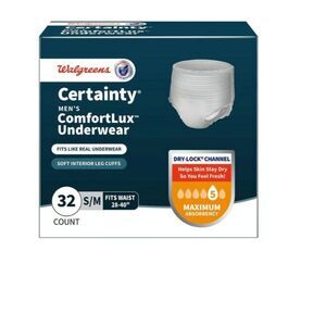 disposable underwear mens s m 32 count Walgreens certainty maximum absorbancy